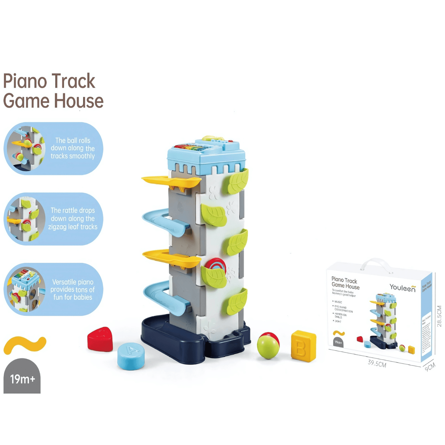 2 - in - 1 Playset with Race Track Shape Sorter & Rolling Ball Piano - Twisoo