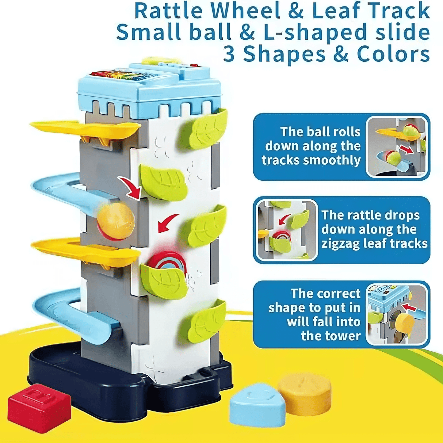 2 - in - 1 Playset with Race Track Shape Sorter & Rolling Ball Piano - Twisoo