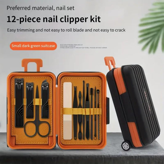 12-in-1 Stainless Steel Manicure Set – Portable Nail Clippers & Beauty Tools Kit
