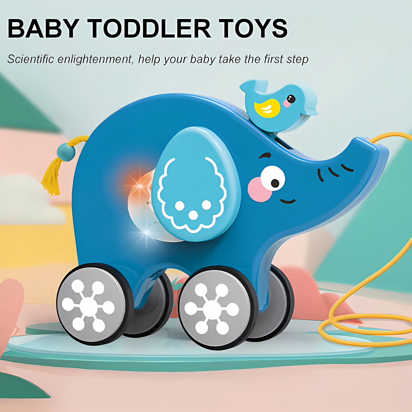 Twisoo Pull String Animal Car Toy – Educational Baby Push & Pull Toy