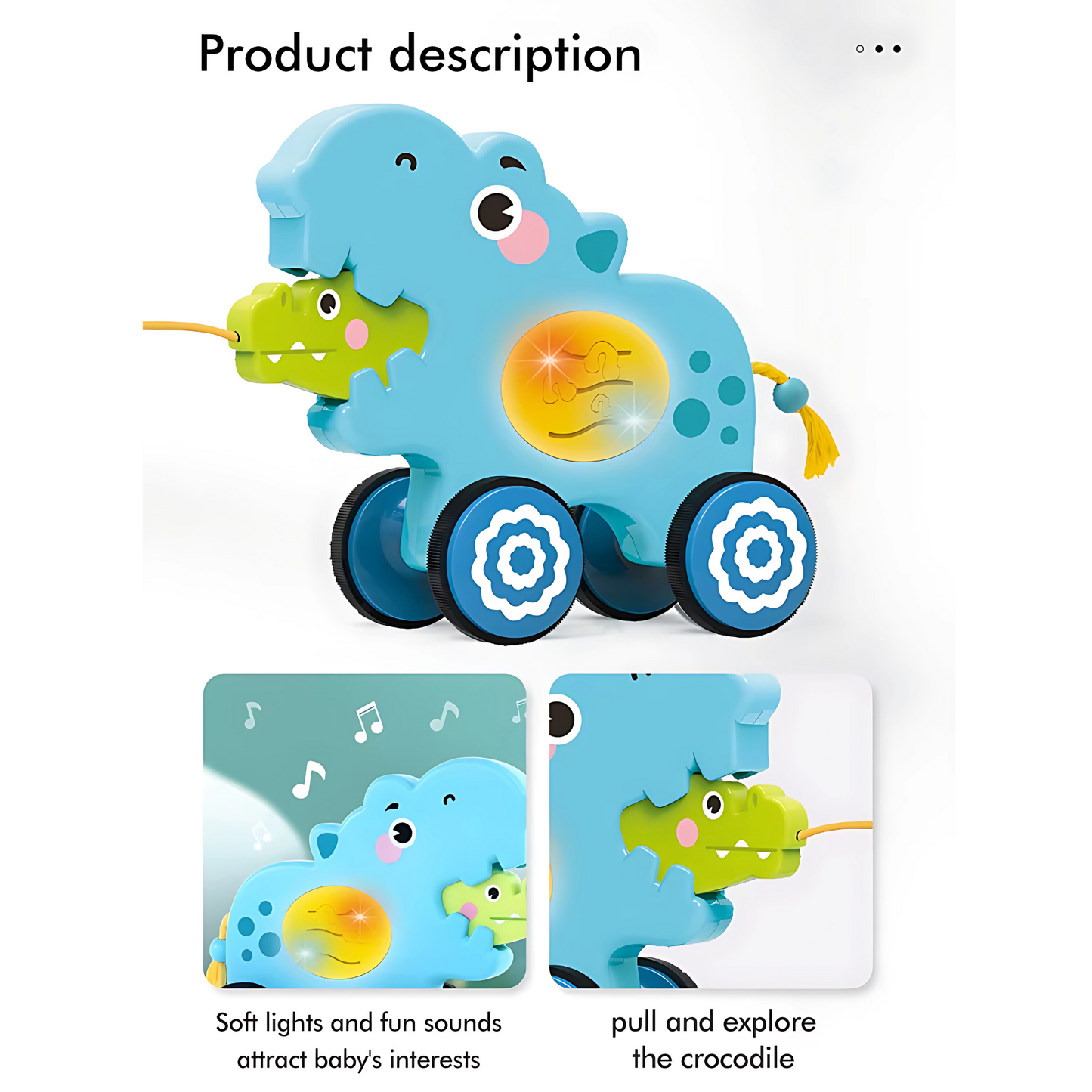 Twisoo Pull String Animal Car Toy – Educational Baby Push & Pull Toy