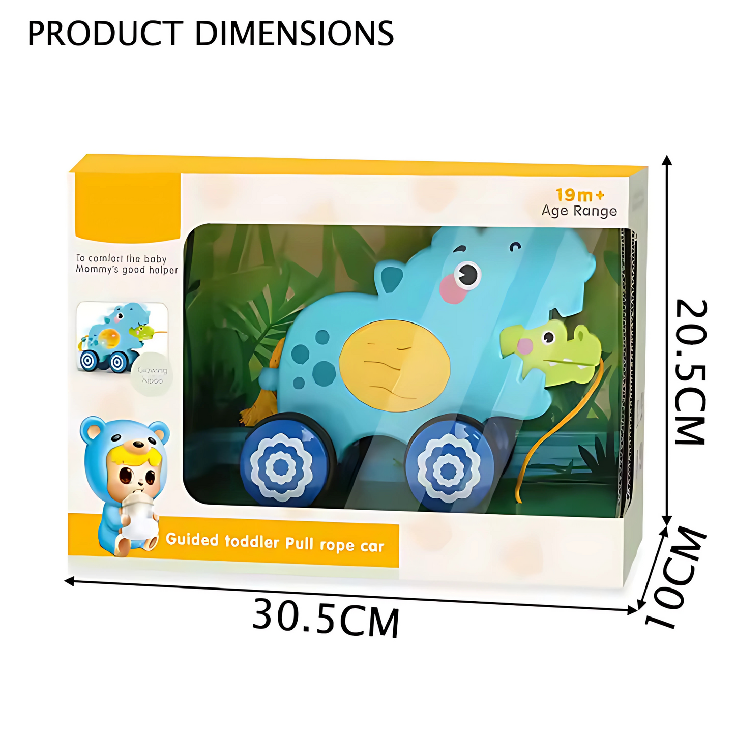 Twisoo Pull String Animal Car Toy – Educational Baby Push & Pull Toy