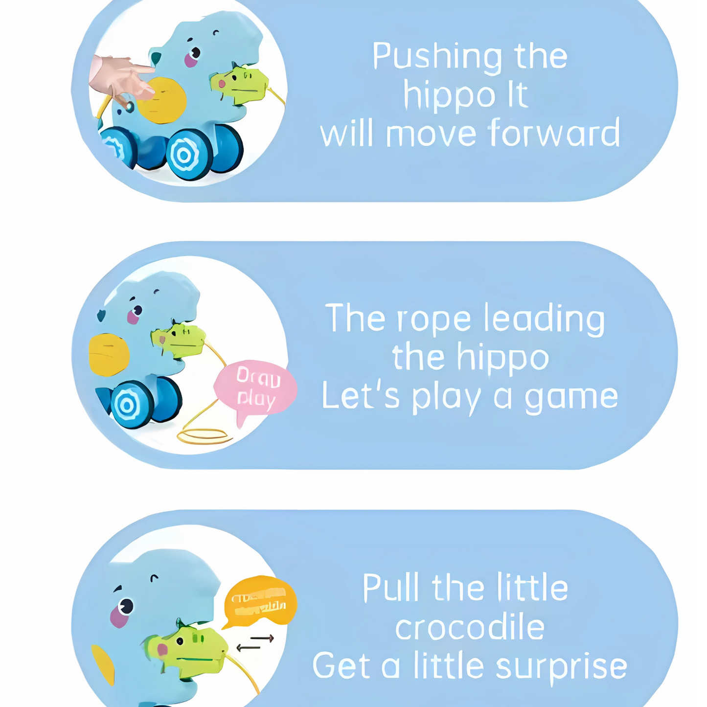 Twisoo Pull String Animal Car Toy – Educational Baby Push & Pull Toy