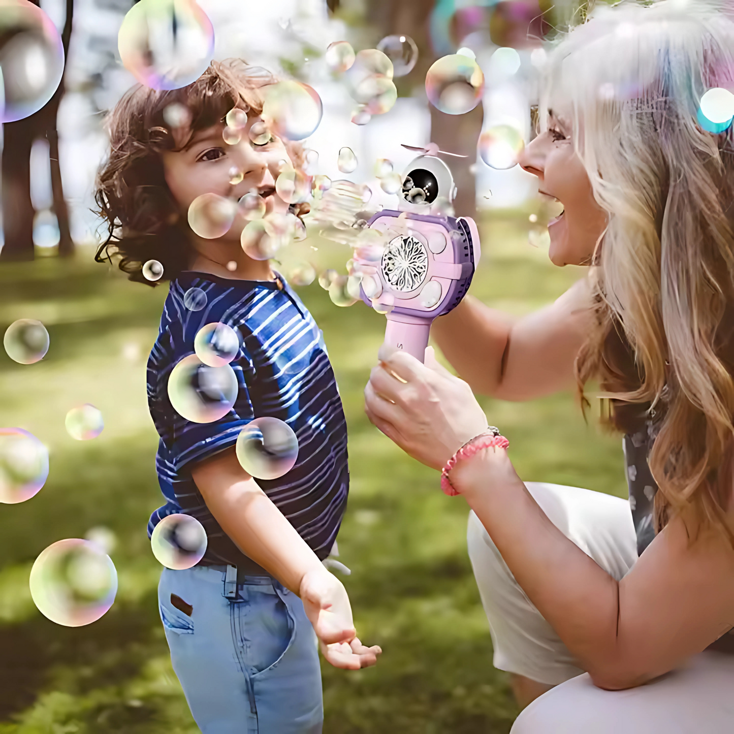 Twisoo Electric Automatic Bubble Gun for Kids with LED Lights