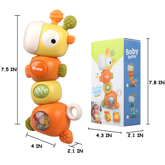 Twisoo 4-in-1 Baby Teething Sensory Rattle Chewable Teether Toys