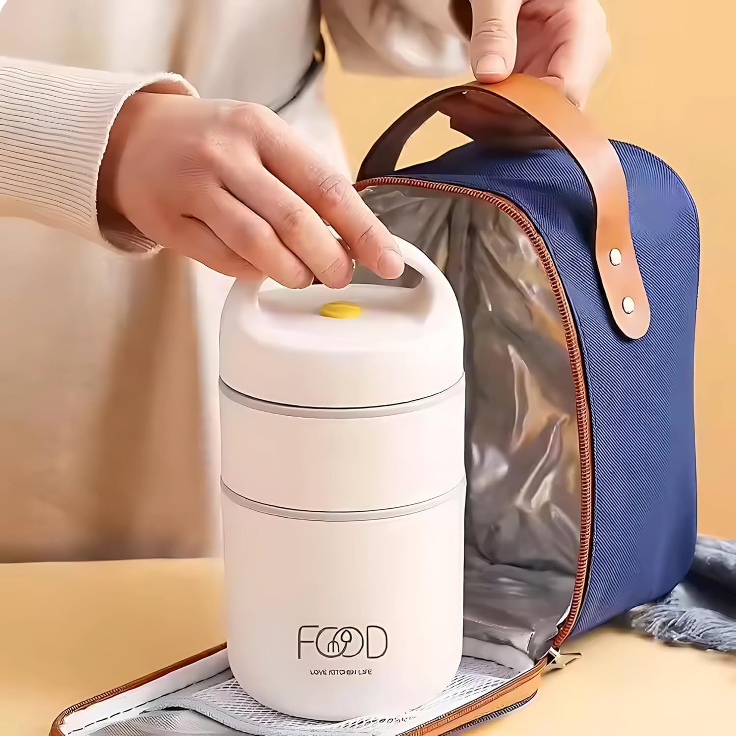 Double Soup Bowl Insulated Lunch Container Thermos Steel Food Jar