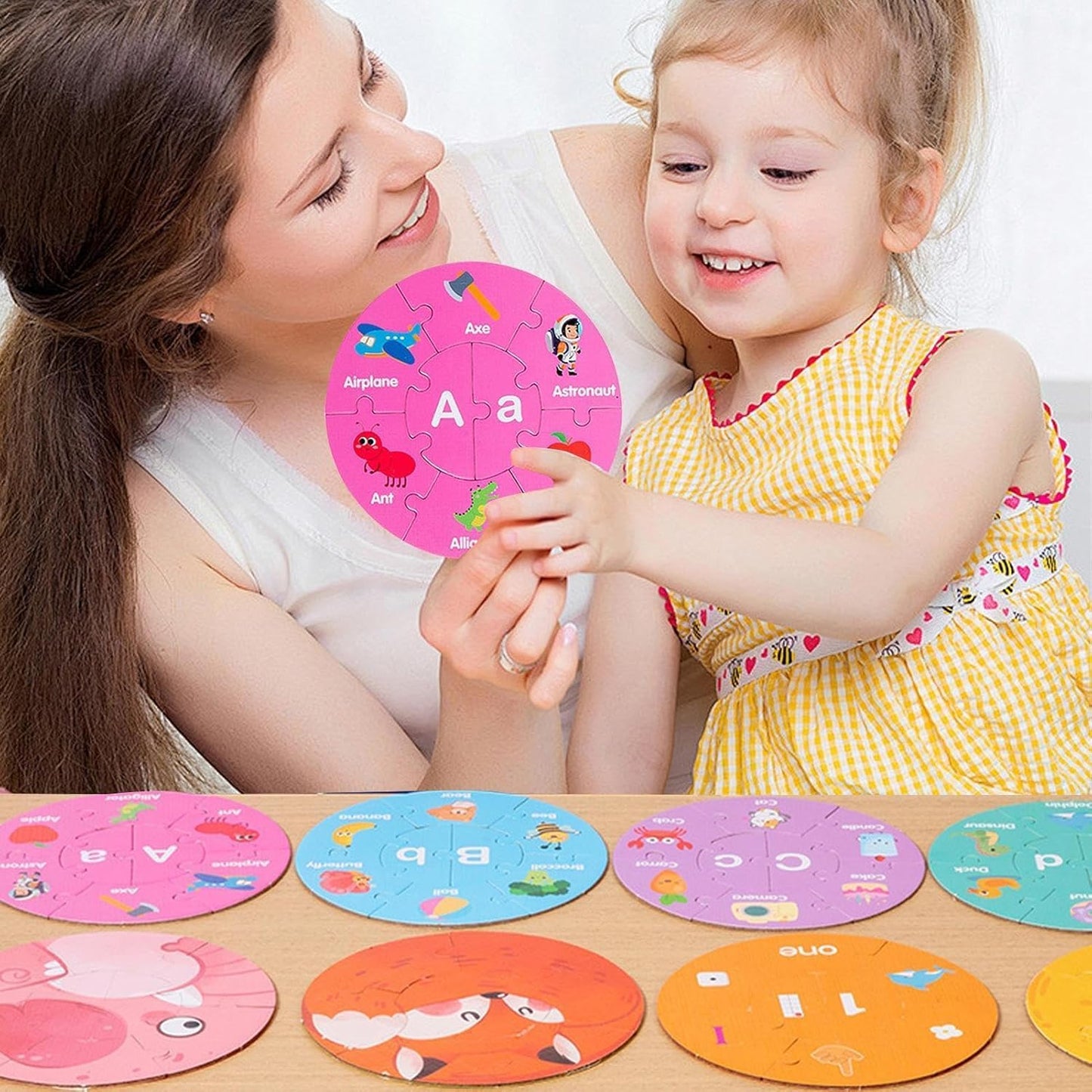 Wooden Letter & Number Puzzle Educational Toy for Kids