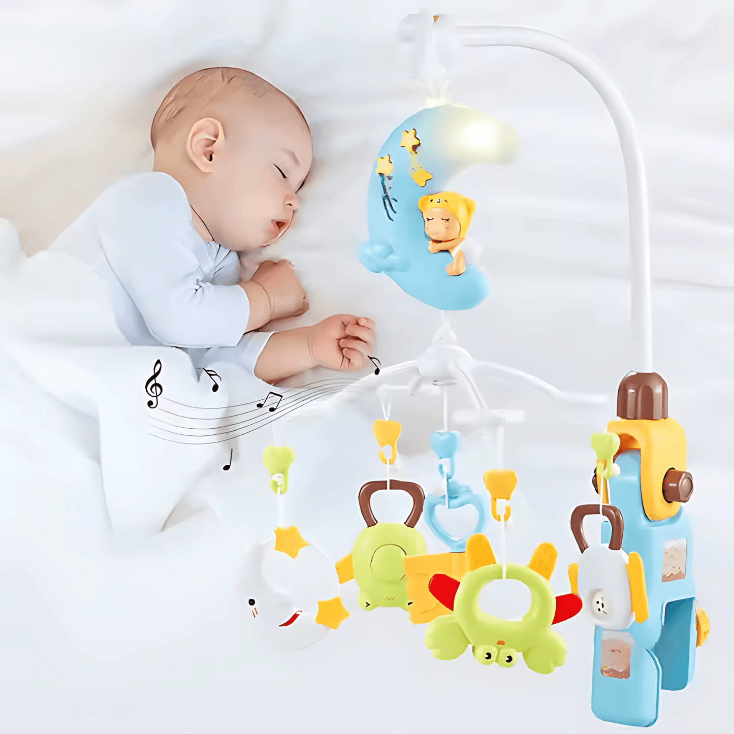 Baby Crib Mobile with Music & Remote – 360° Rotating Hanging Rattle Toy - Twisoo