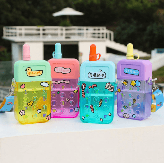 Cute Mobile Phone Water Bottle for Kids with Portable Strap - Twisoo