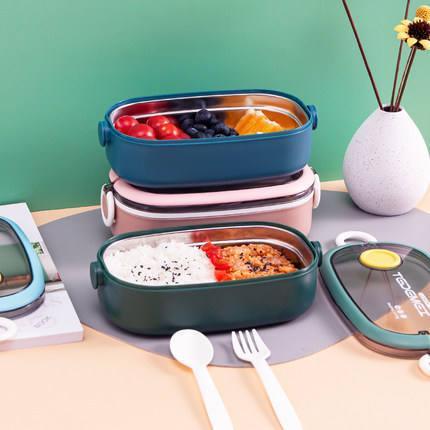 Double Decker Bento Steel Lunch Box with Compartments for Kids - Twisoo