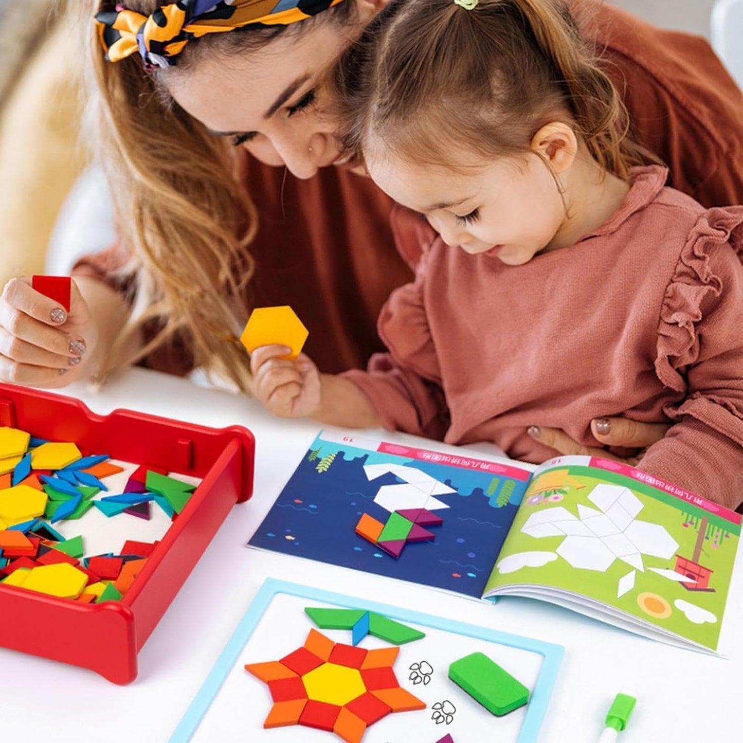 Tangram Puzzle Wooden Magnetic Blocks - Educational Geometric Toy