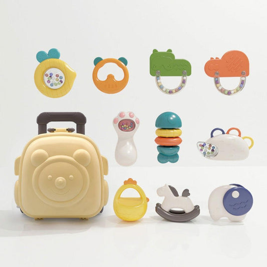 Soft Gel 10 - Piece Toddler Sensory Teething Rattle – Shake Hand Bell Baby Teething Toys - Twisoo