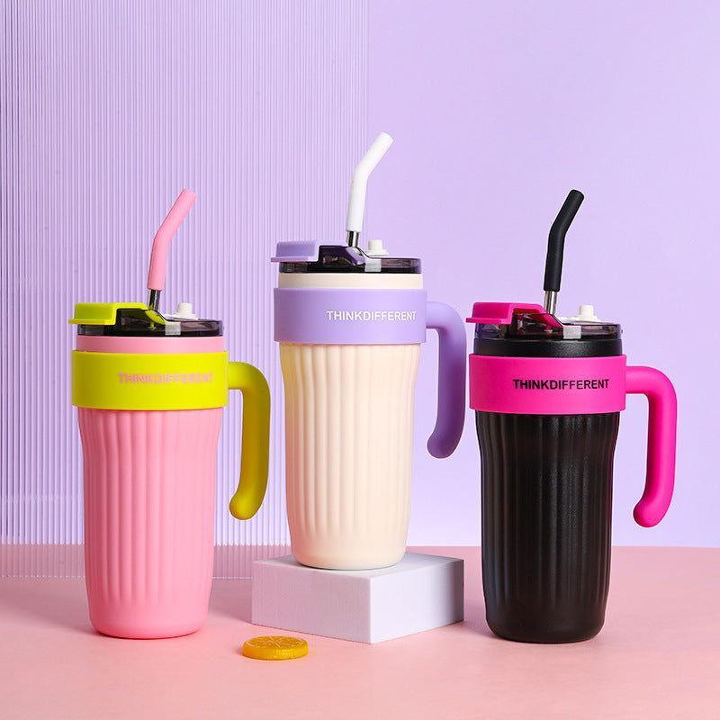 Stainless Steel Tumbler Mug | Coffee Cup with Handle and Straw - Twisoo