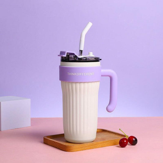 Stainless Steel Tumbler Mug | Coffee Cup with Handle and Straw - Twisoo