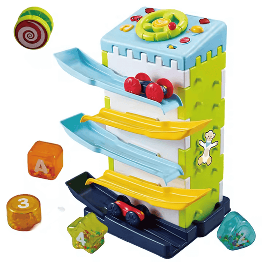 2 - in - 1 Playset with Race Track Shape Sorter &amp; Rolling Ball Piano(Green) - Twisoo