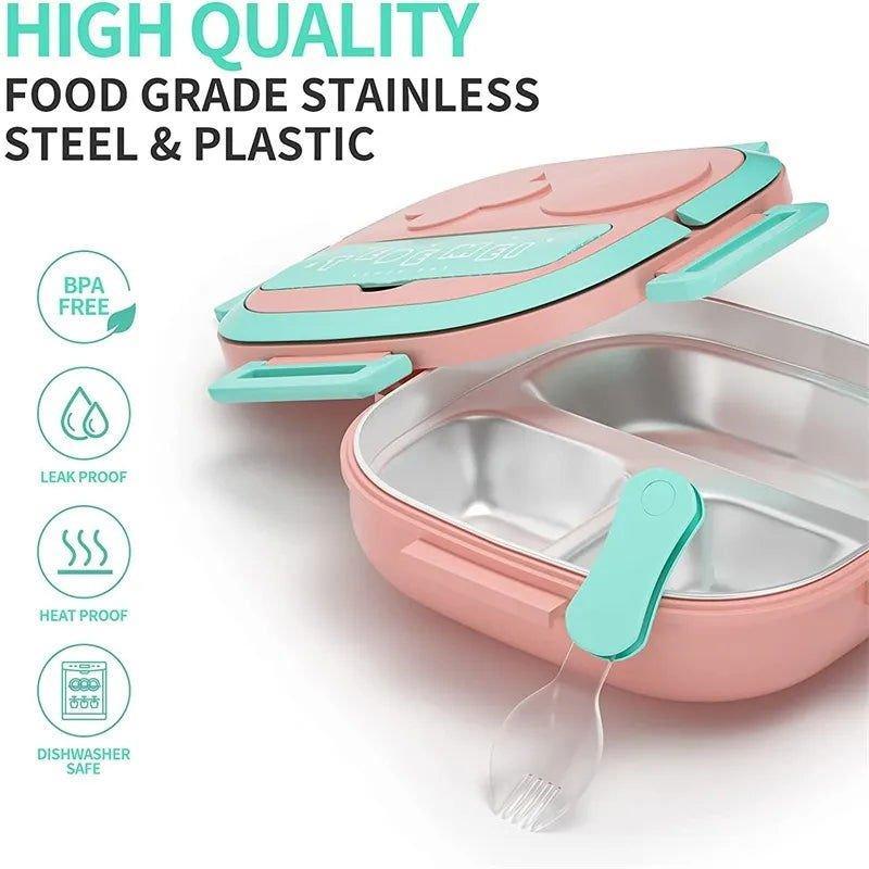 304 Portable - Stainless Steel Lunch Box with 3 Compartment for Kids - Twisoo
