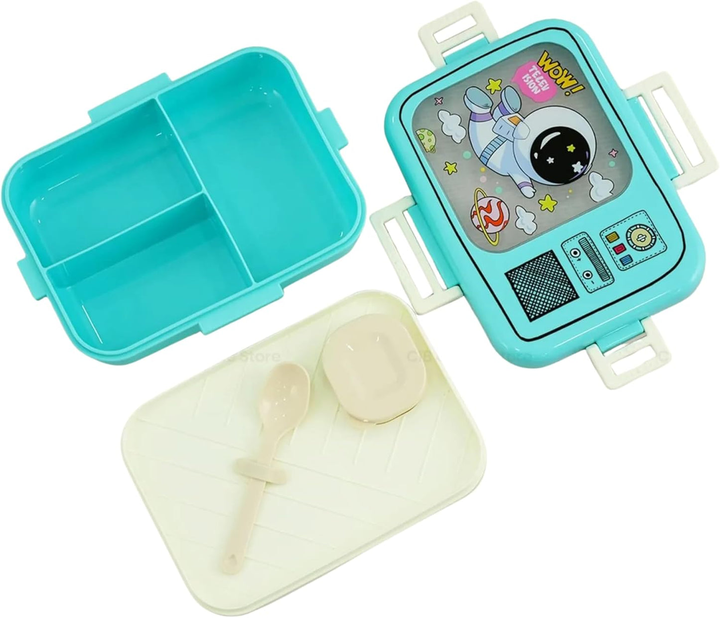 Dual Layer Bento Lunch Box with 3 Compartments