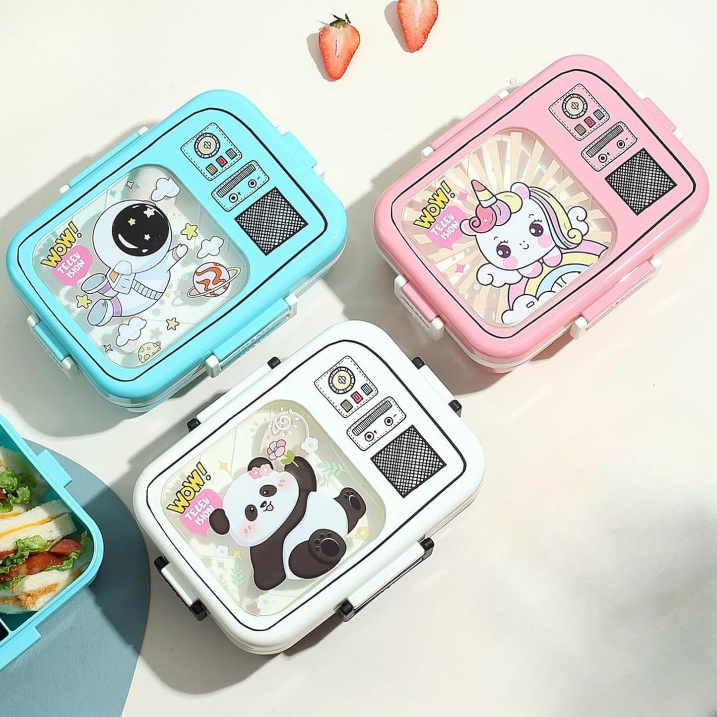 Dual Layer Bento Lunch Box with 3 Compartments