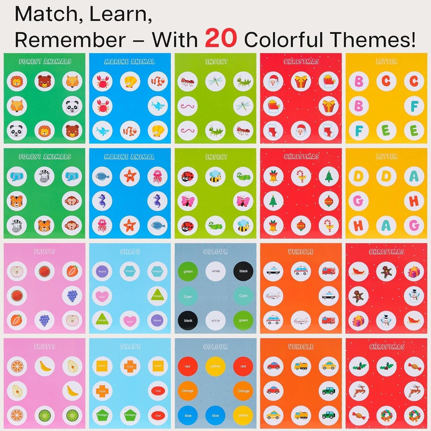 Beringin Memory Matching Game for Kids – Educational Flip Board