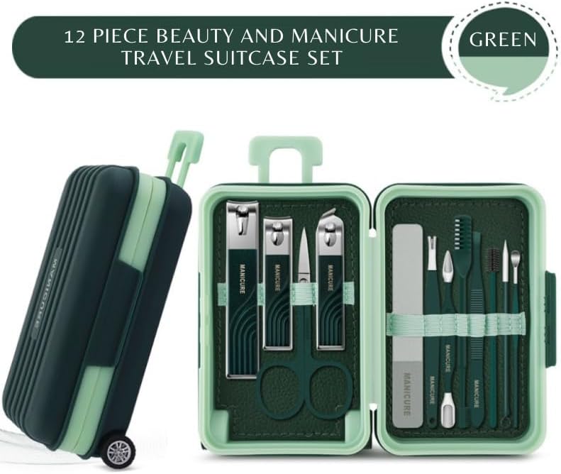 12-in-1 Stainless Steel Manicure Set – Portable Nail Clippers &amp; Beauty Tools Kit