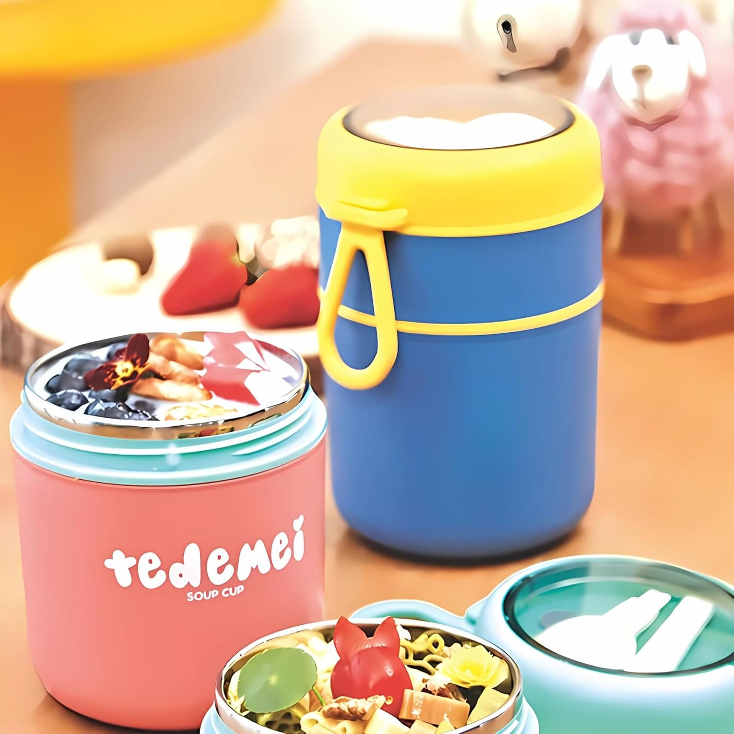 Double Soup Bowl Insulated Lunch Container -Leak Proof Airtight Food Jar
