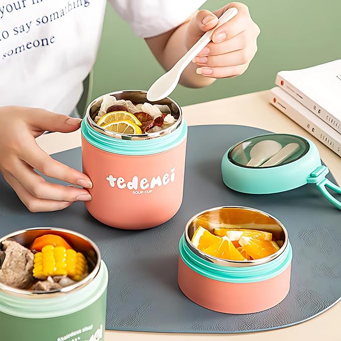 Double Soup Bowl Insulated Lunch Container -Leak Proof Airtight Food Jar