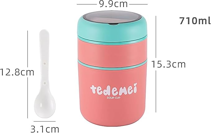 Double Soup Bowl Insulated Lunch Container -Leak Proof Airtight Food Jar