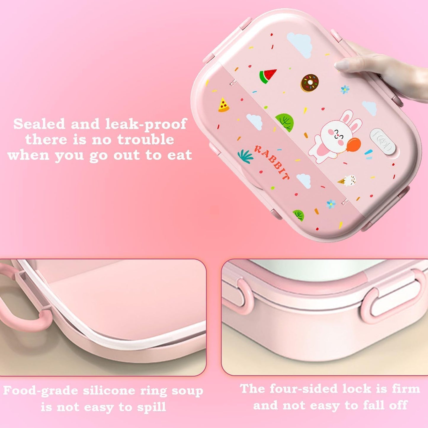Kids Bento Lunch Box with Insulated Carry Bag