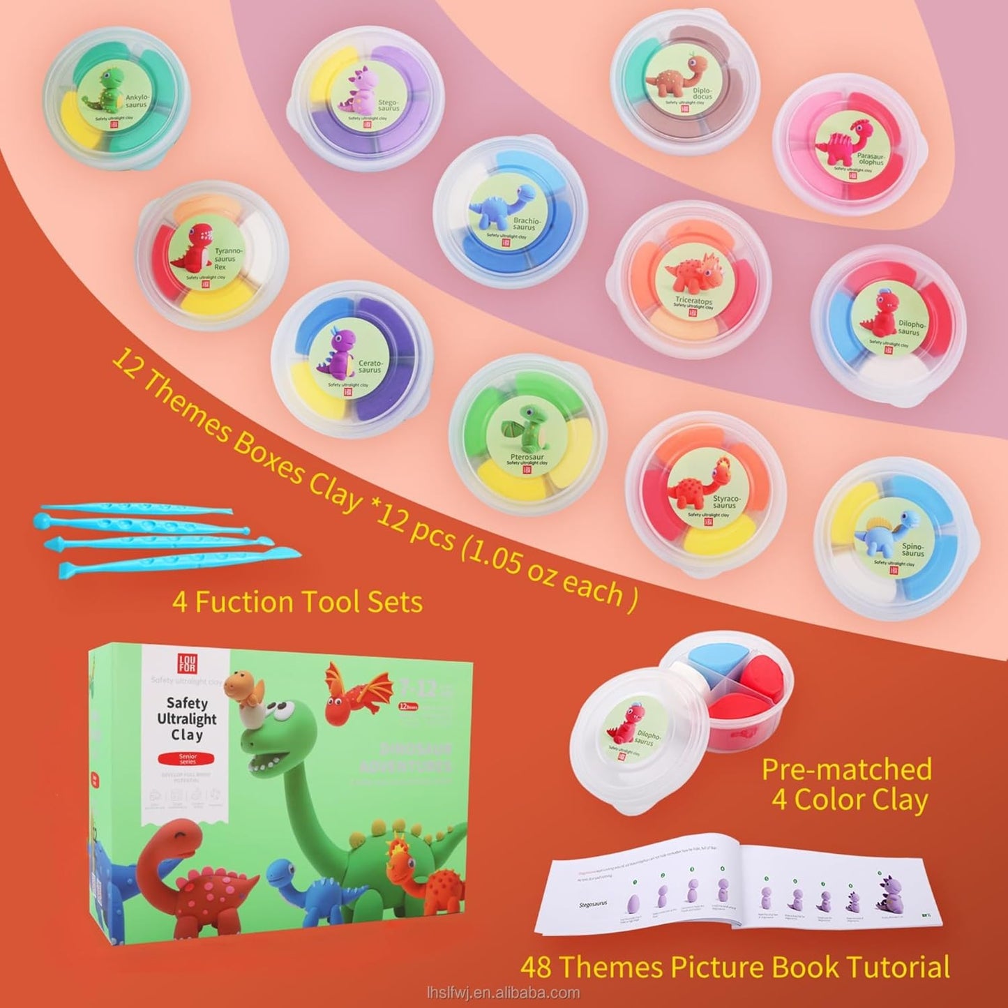 Loufor Air Dry Clay Kit for Kids – 12 Colors