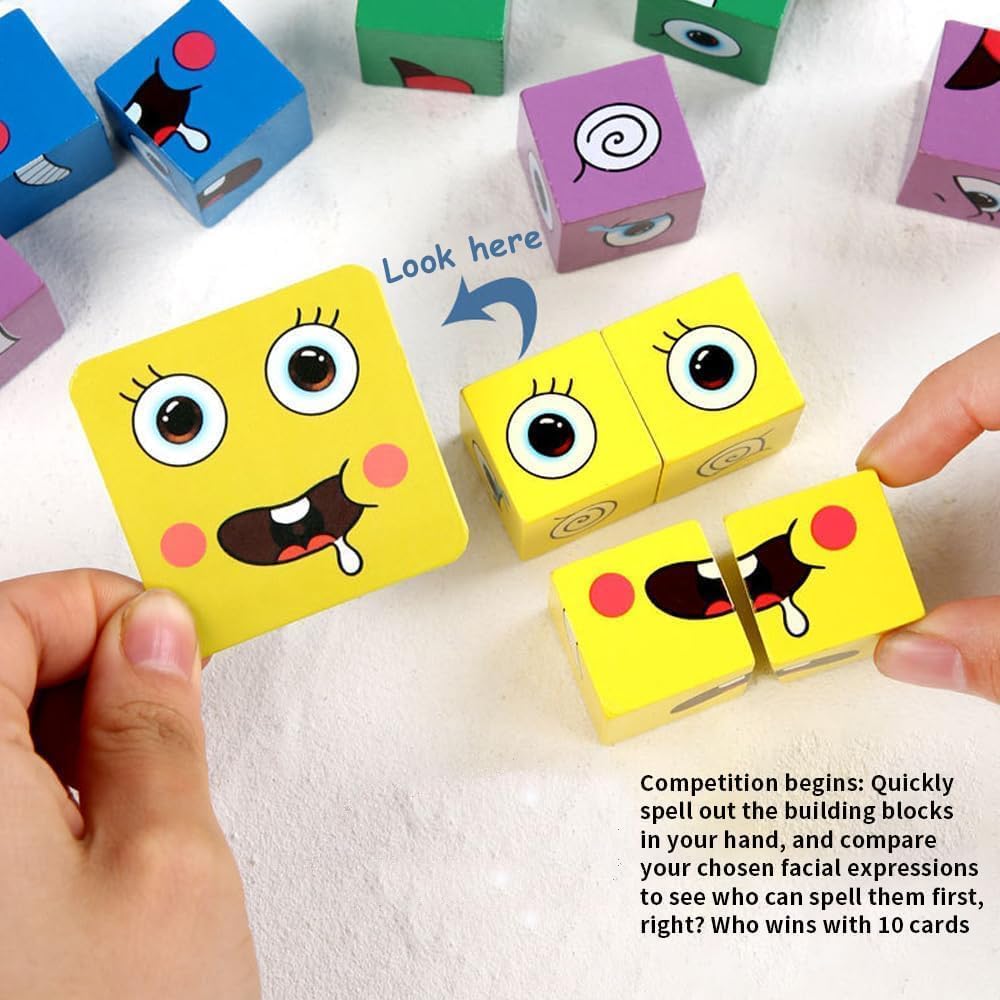 Magic Cube Funny Face Puzzle for Kids | Educational Expression Blocks