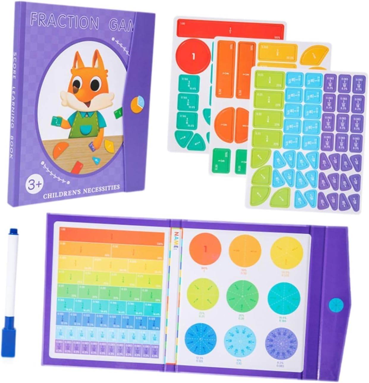 Math Manipulatives Fraction Tiles &amp; Circles for Kids