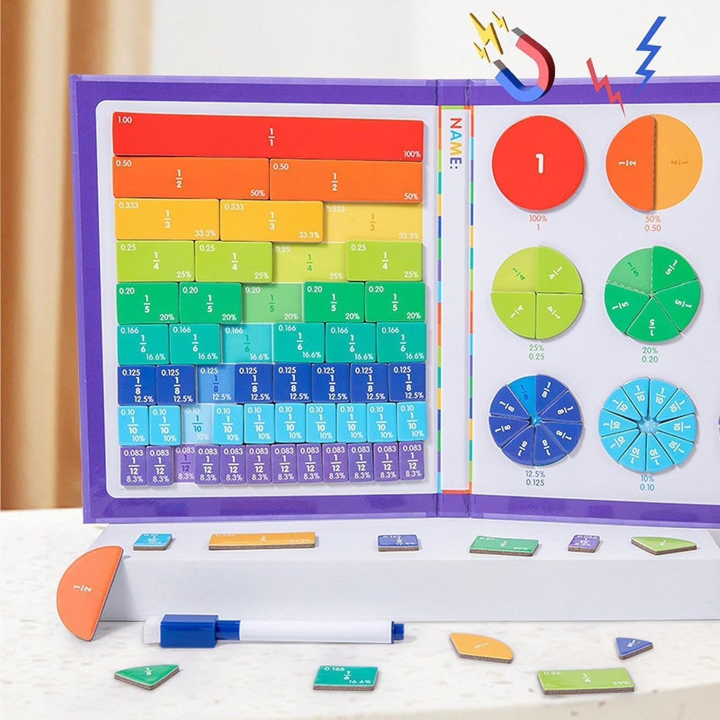 Math Manipulatives Fraction Tiles &amp; Circles for Kids