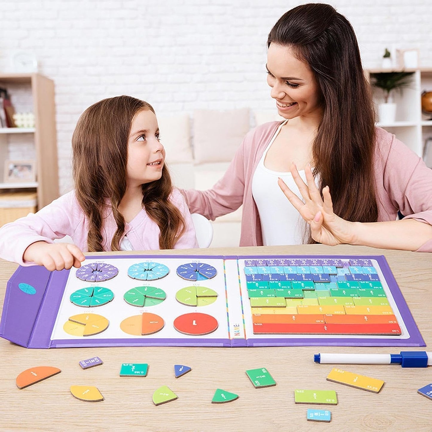 Math Manipulatives Fraction Tiles &amp; Circles for Kids