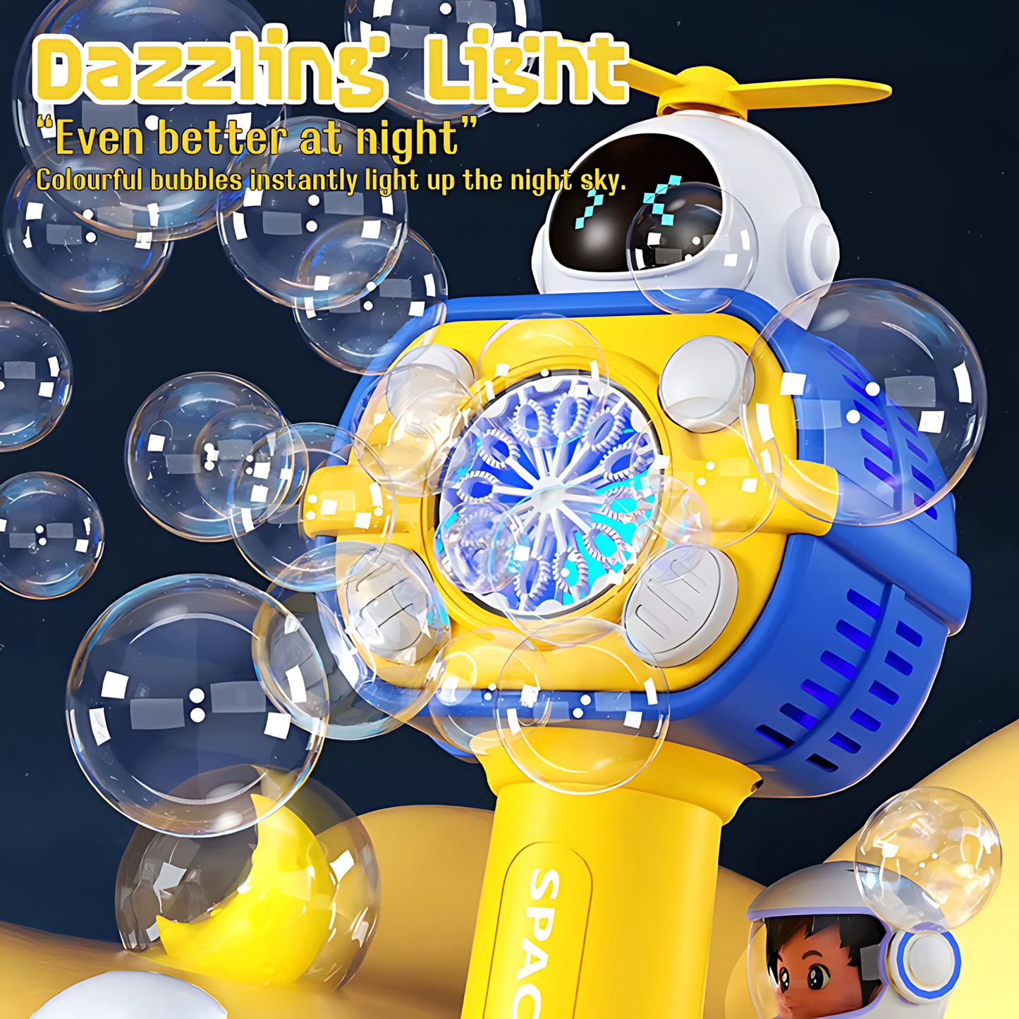 Twisoo Electric Automatic Bubble Gun for Kids with LED Lights