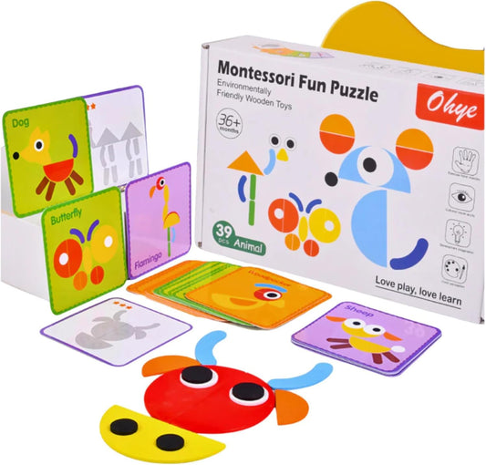 Tangram Wooden Geometric Shape Puzzle - Solving Game for Kids