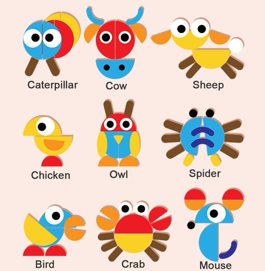 Tangram Wooden Geometric Shape Puzzle - Solving Game for Kids