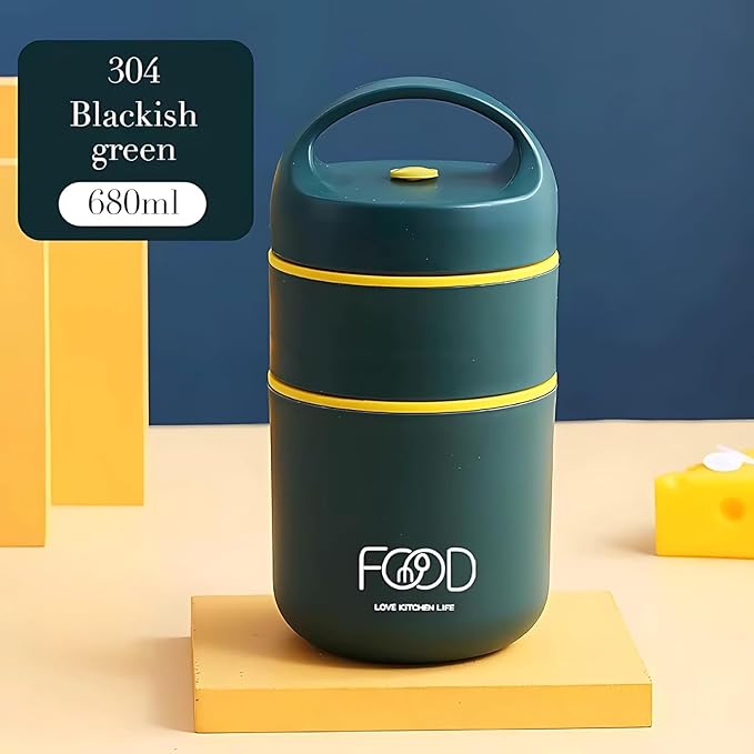 Double Soup Bowl Insulated Lunch Container Thermos Steel Food Jar