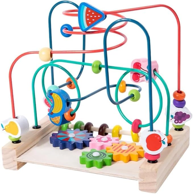 Wooden Bead Maze Roller Coaster Toy for Toddlers - Early Learning Toy