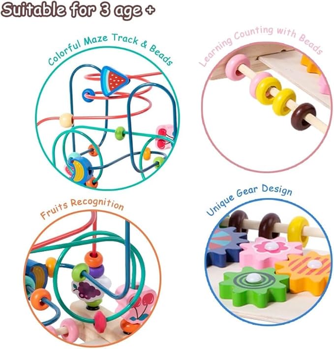 Wooden Bead Maze Roller Coaster Toy for Toddlers - Early Learning Toy