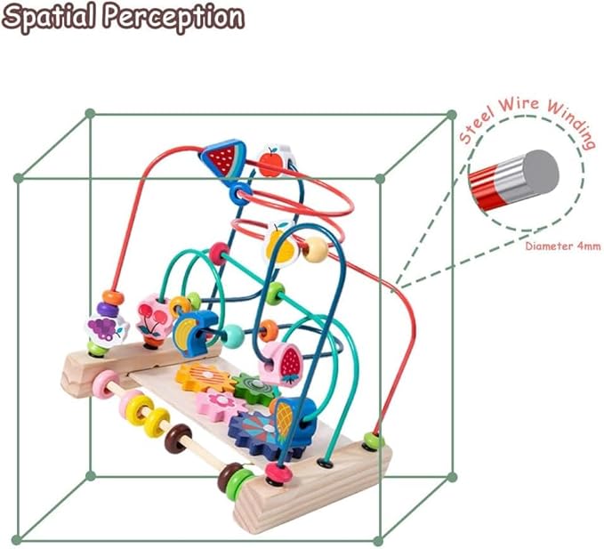 Wooden Bead Maze Roller Coaster Toy for Toddlers - Early Learning Toy