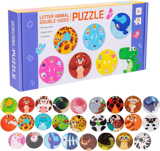 Wooden Letter & Number Puzzle Educational Toy for Kids