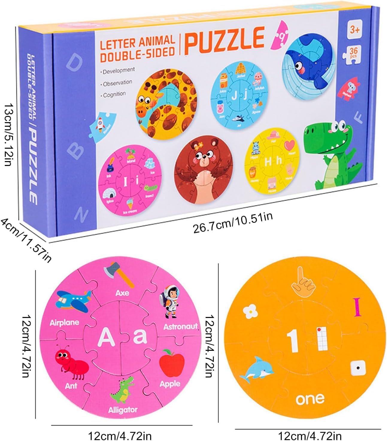 Wooden Letter & Number Puzzle Educational Toy for Kids