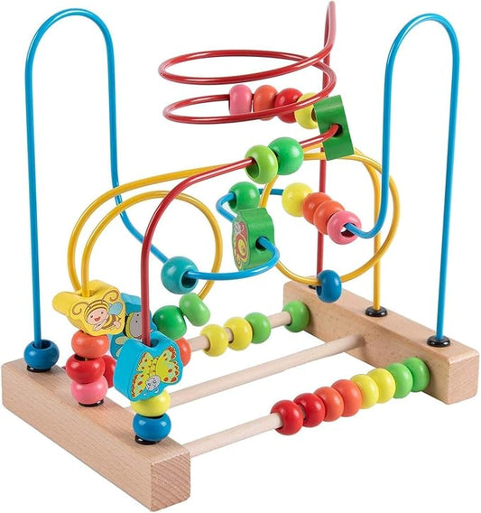 Wooden Bead Maze Roller Coaster Toy for Toddlers - Early Learning Toy