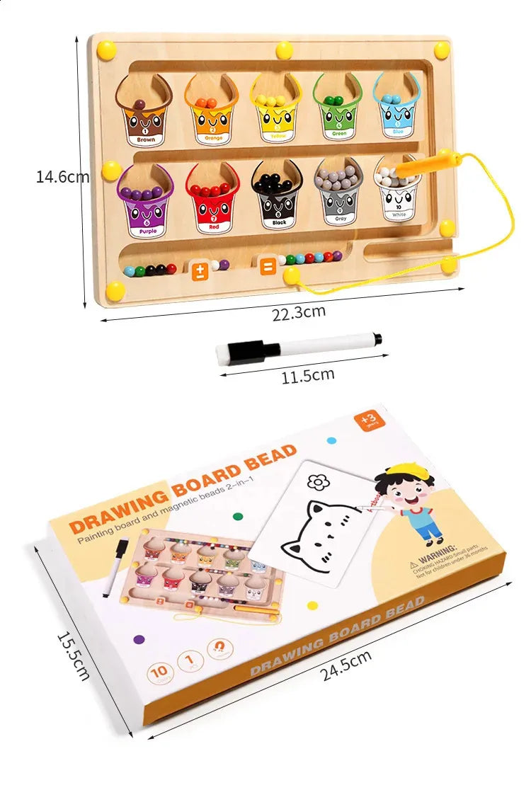 Twisoo Montessori Wooden Magnetic Number Maze Toy – 2-in-1