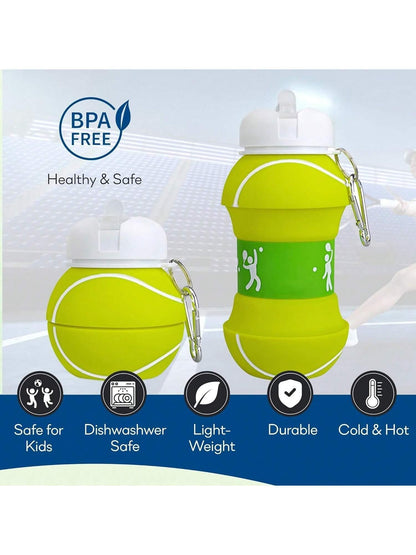 Foldable Silicone Sports Water Bottle – Basketball/Tennis Design 🏀🎾 - Twisoo