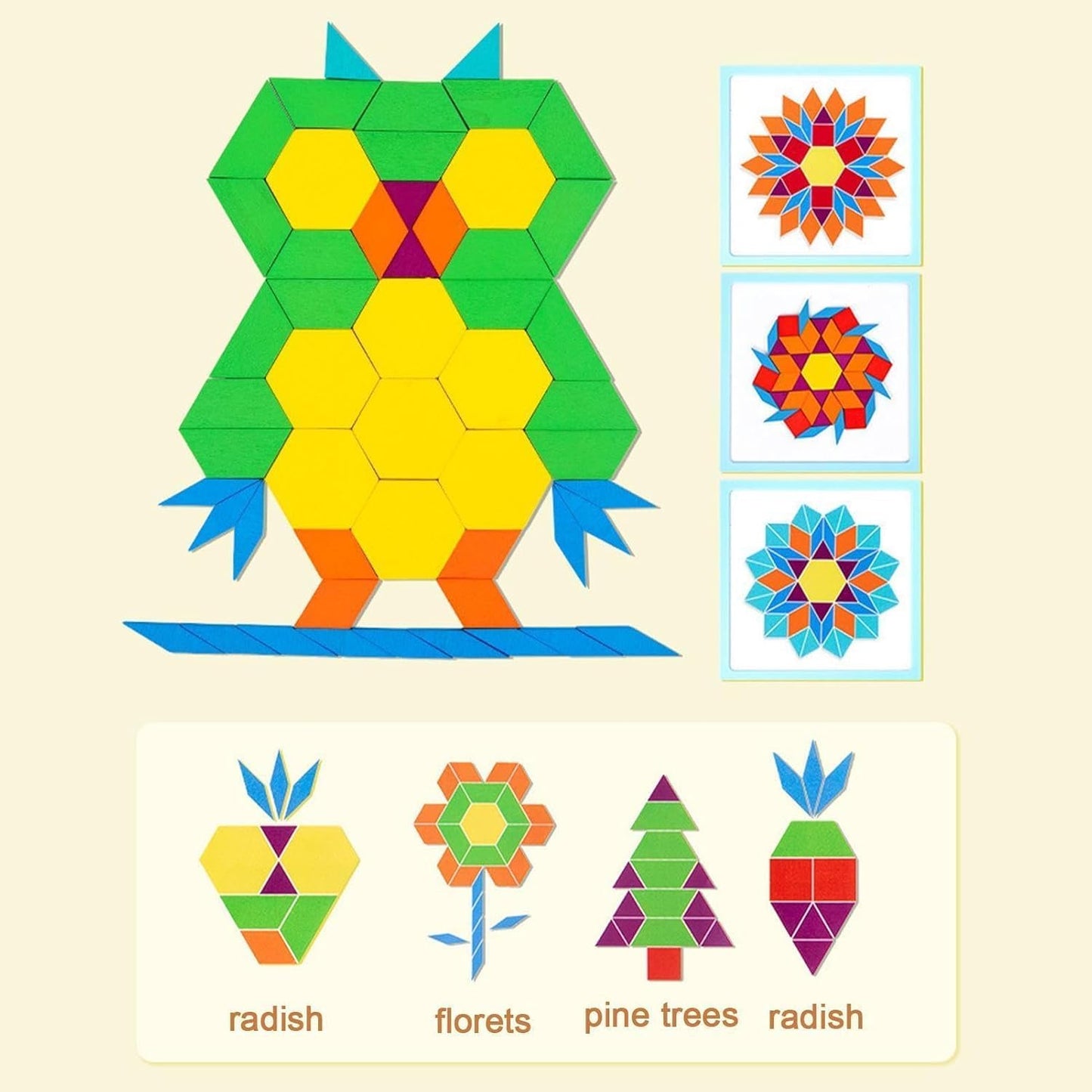 Tangram Puzzle Wooden Magnetic Blocks - Educational Geometric Toy