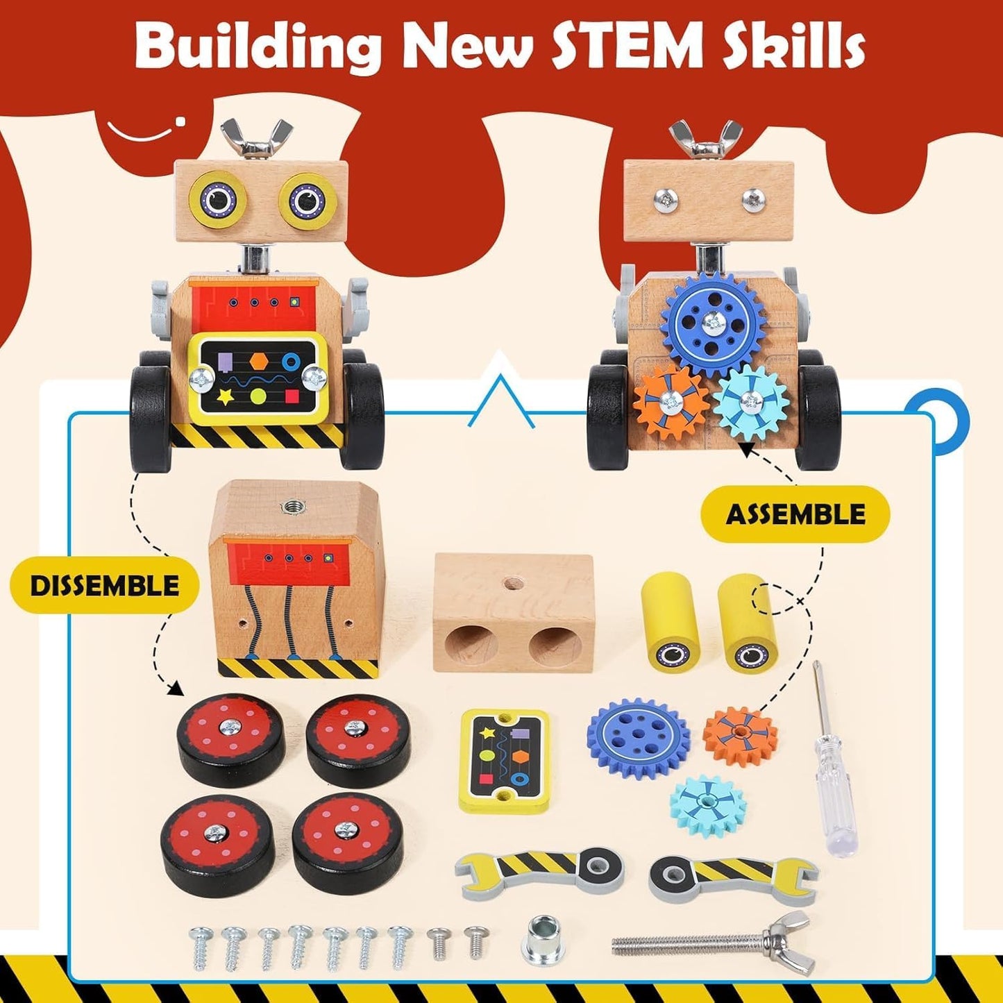 Robot Building Toy - Educational DIY Wood Craft